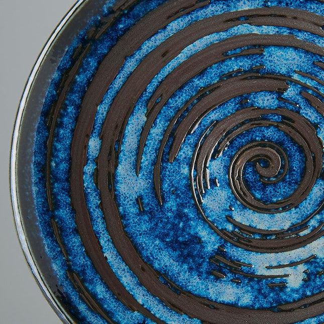 Tapas Plate 17cm Copper Swirl Glaze.