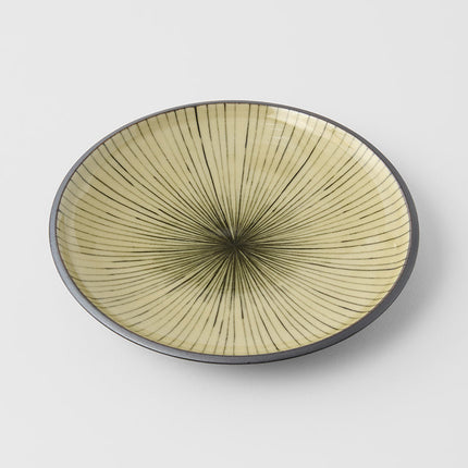 Tapas Plate 17cm Green Converging Line Glaze.