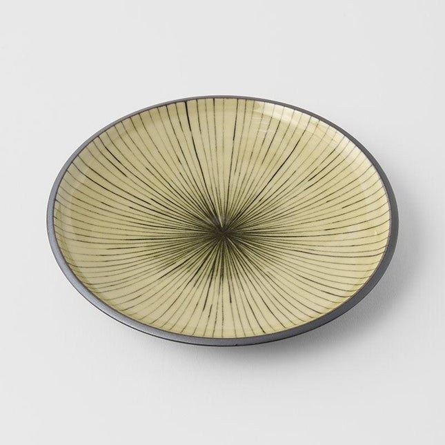 Tapas Plate 17cm Green Converging Line Glaze.