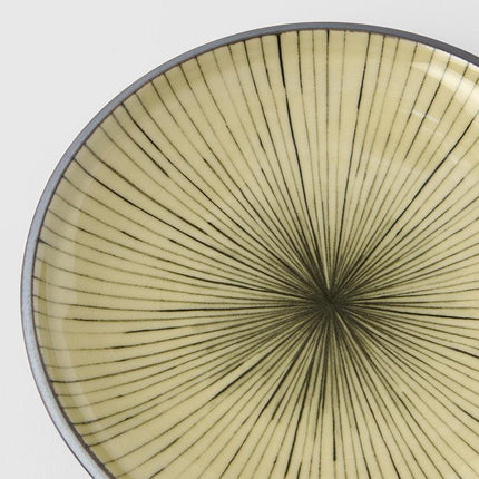 Tapas Plate 17cm Green Converging Line Glaze.