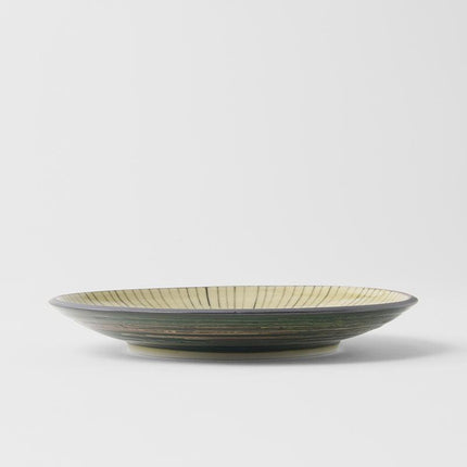 Tapas Plate 17cm Green Converging Line Glaze.