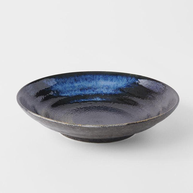 Pasta Bowl Flat 23cm Gold Brushstroke Glaze.