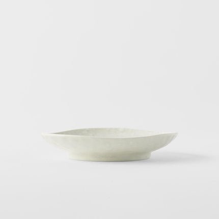 Saucer Organic Shape 13.5cm Kanso Soft White Glaze.