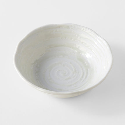 Bowl 13.5cm White Spiral Glaze.