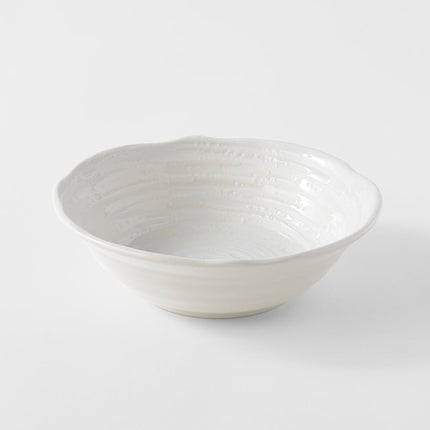 Bowl 15.5cm White Spiral Glaze.