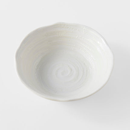 Bowl 15.5cm White Spiral Glaze.