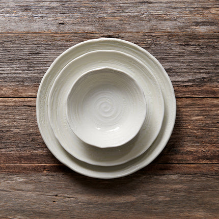 Bowl 15.5cm White Spiral Glaze.