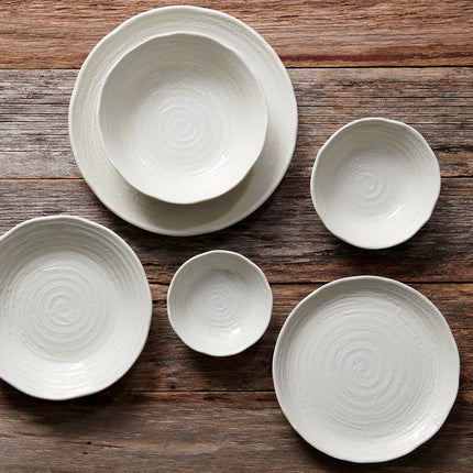 Bowl 15.5cm White Spiral Glaze.