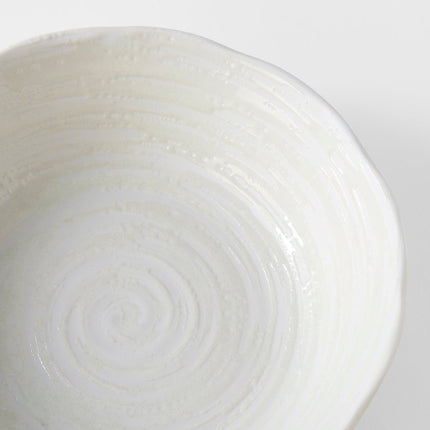 Bowl 21.5cm White Spiral Glaze.