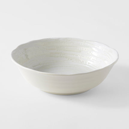 Bowl 21.5cm White Spiral Glaze.