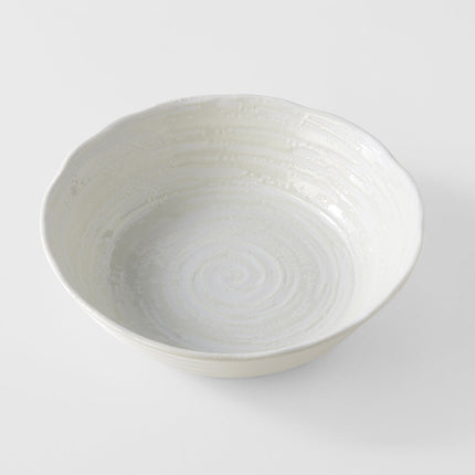 Bowl 21.5cm White Spiral Glaze.