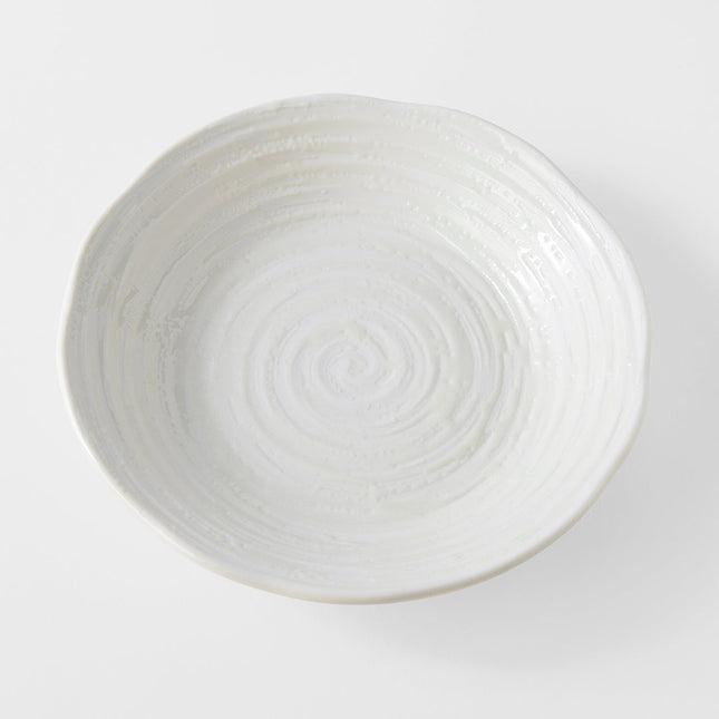 Bowl 23.5cm White Spiral Glaze.