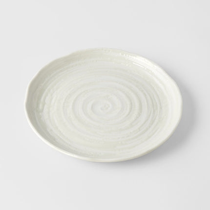 Side Plate 21.5cm White Spiral Glaze.