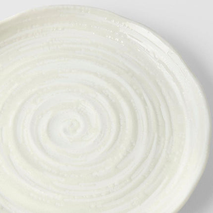 Side Plate 21.5cm White Spiral Glaze.