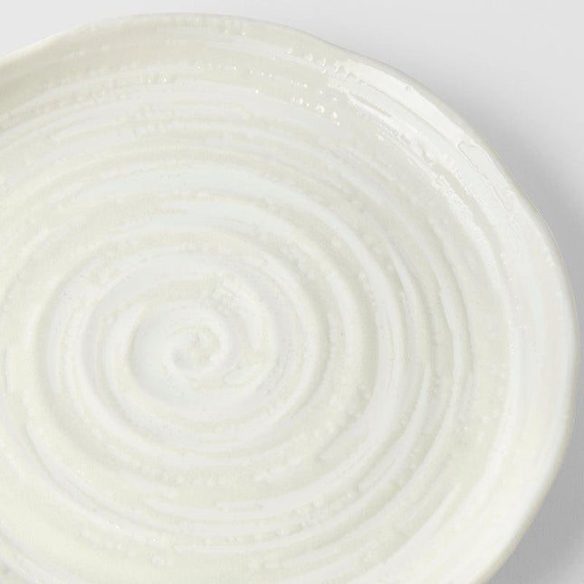 Side Plate 21.5cm White Spiral Glaze.