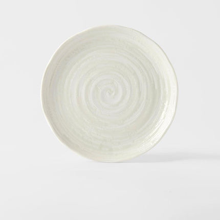 Side Plate 21.5cm White Spiral Glaze.