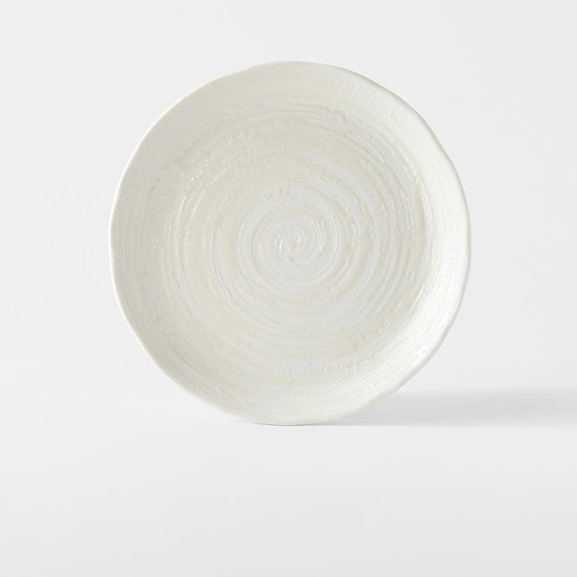 Dinner Plate 24.5cm White Spiral Glaze.