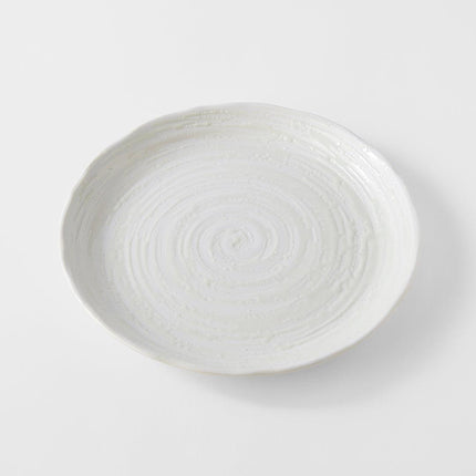 Dinner Plate 24.5cm White Spiral Glaze.