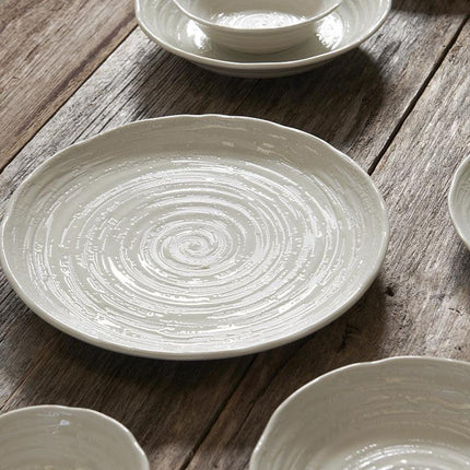 Dinner Plate 24.5cm White Spiral Glaze.