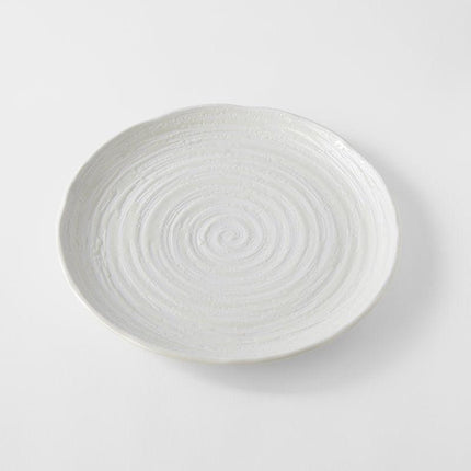 Dinner Plate 29.5cm White Spiral Glaze.