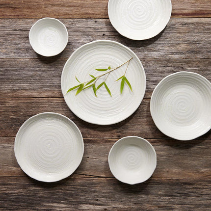 Dinner Plate 29.5cm White Spiral Glaze.