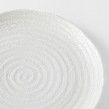 Dinner Plate 29.5cm White Spiral Glaze.