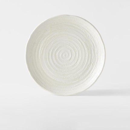 Dinner Plate 29.5cm White Spiral Glaze.