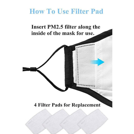 NEW Cotton Cloth Face Mask w 2 Filters Reusable Washable Adjustable 3Ply Black.