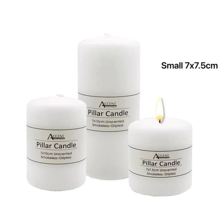 bulk 48 Unscented White Pillar Candle 7cm.