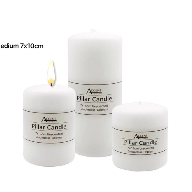 bulk 36 Unscented White Pillar Candle Tapered 10cm.