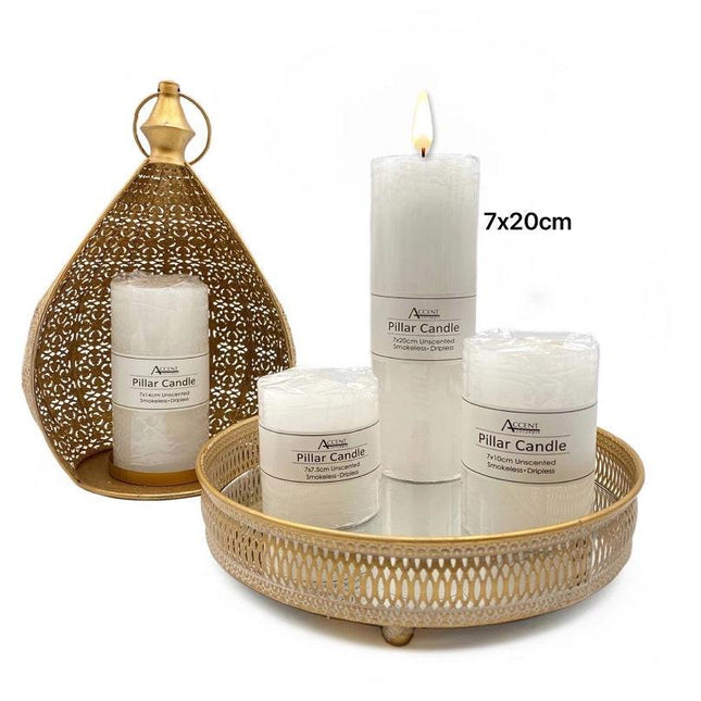 bulk 16 Unscented White Pillar Candle 670G 20cm.