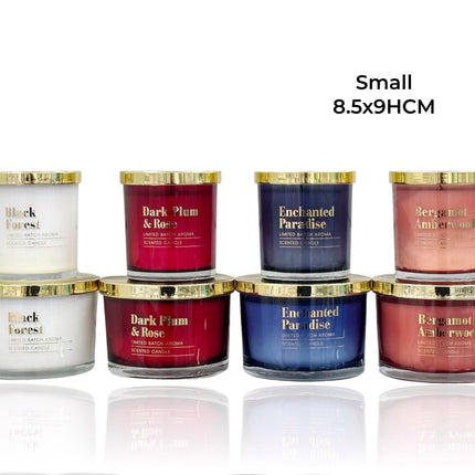 bulk 12 Elegant Glass Candle W Gold Lid 4 Assorted 8x9cm.