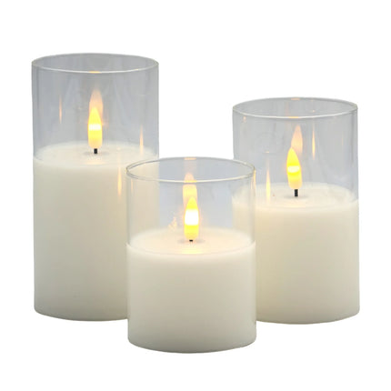 Bulk 24 Glass Tube Led Candle 7.5x10cm Flickering Flame
