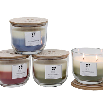 bulk 12 3 Layer Glass Jar Candle W Lid Assort 12cm.