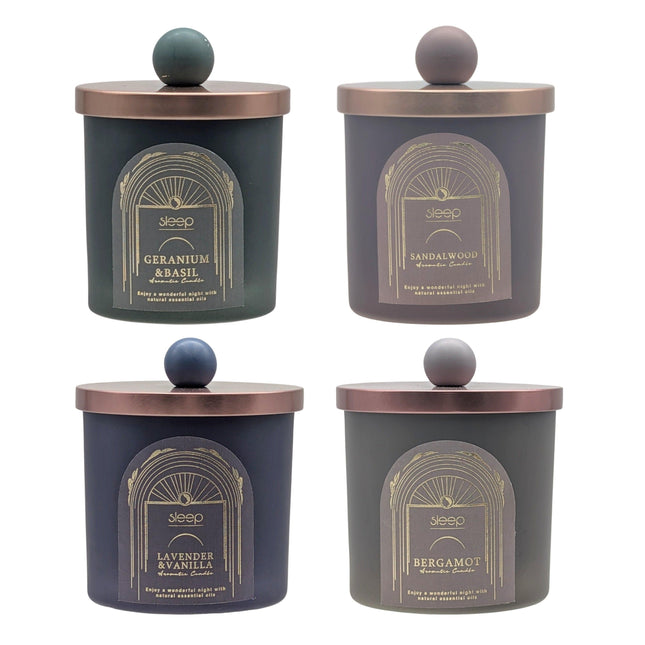 bulk 12 Arabian Nights Scented Glass Candle w Lid Assort 10x10cm.
