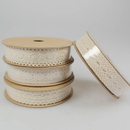 bulk 72 3m Cotton Lace Ribbon 16mm w Assort Display Box.
