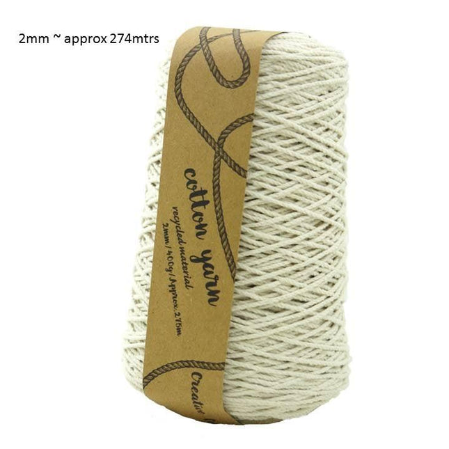 bulk 12 Macrame Cotton Yarn 275mtrs 2mm 400G Natural Knitting.