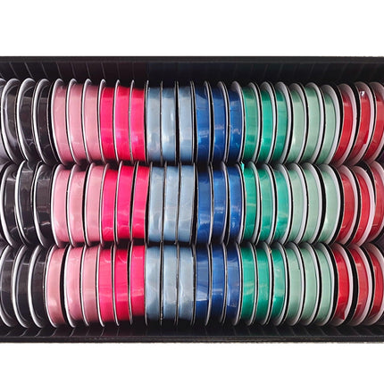 bulk 90 Roll Satin Ribbon 4.5mt 10mm Displayed Box.