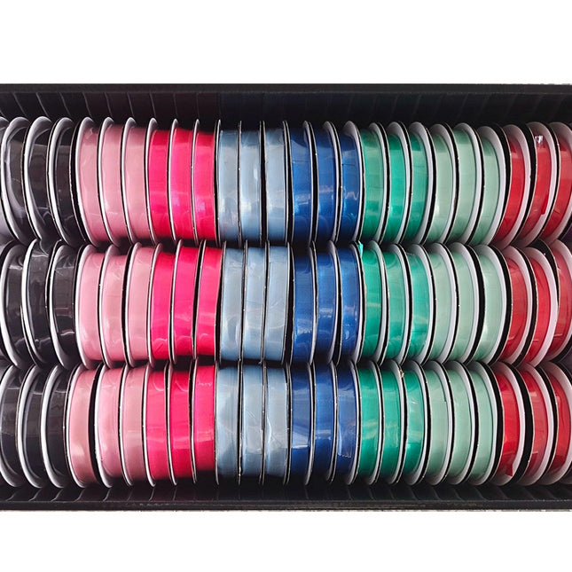 bulk 90 Roll Satin Ribbon 4.5mt 10mm Displayed Box.