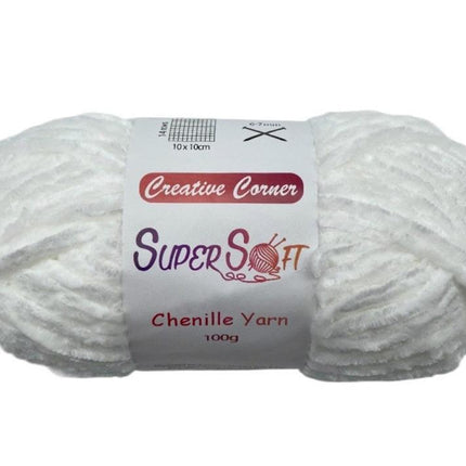 bulk 12 White Super Soft Chenille Yarn 100G.