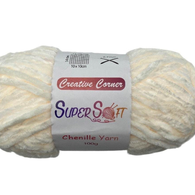 bulk 12 Milky White Super Soft Chenille Yarn 100G.