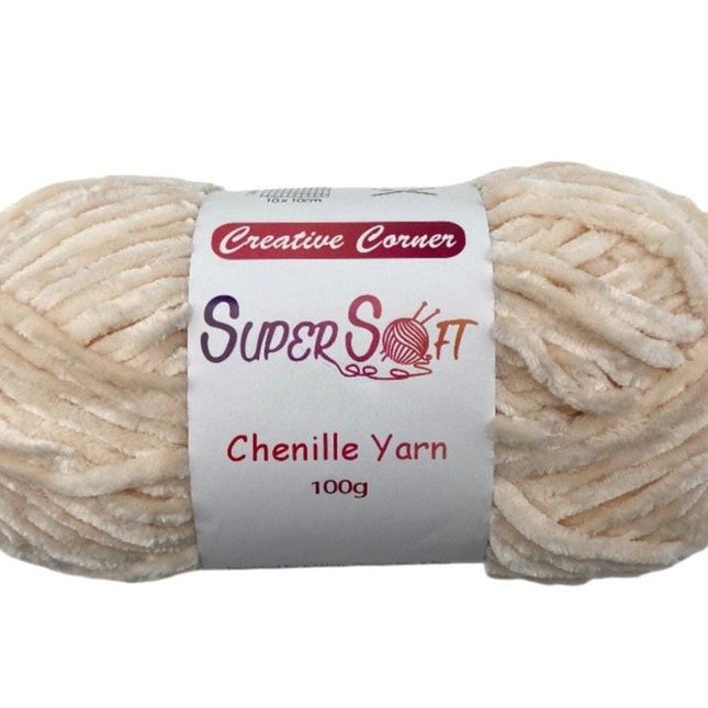 bulk 12 Beige Super Soft Chenille Yarn 100G.