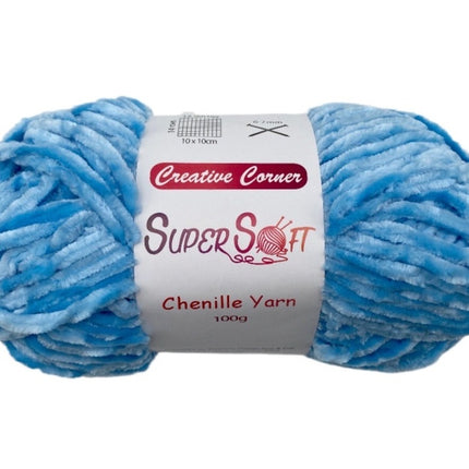 bulk 12 Baby Blue Super Soft Chenille Yarn 100G.
