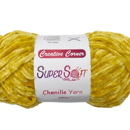 bulk 12 Yellow Super Soft Chenille Yarn 100G.