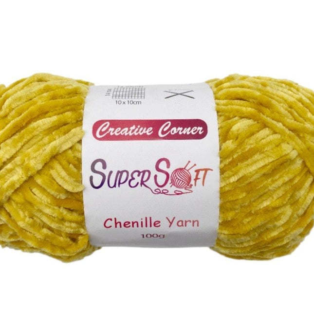 bulk 12 Yellow Super Soft Chenille Yarn 100G.