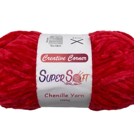 bulk 12 Red Super Soft Chenille Yarn 100G.