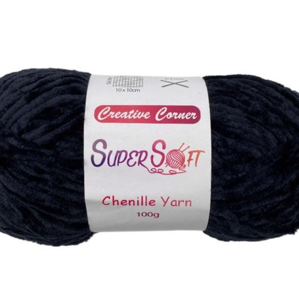 bulk 12 Black Super Soft Chenille Yarn 100G.