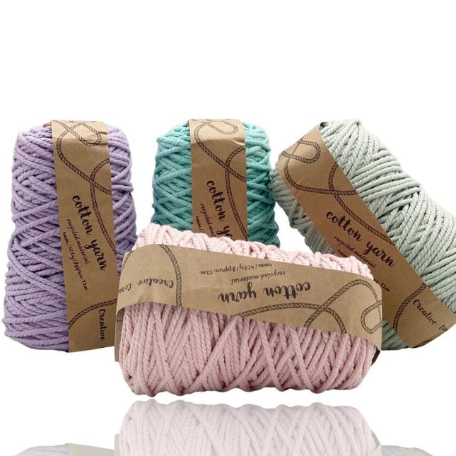 bulk 12 Macrame Cotton Yarn 72mtrs 4mm 400G Pastel Assort Knitting.