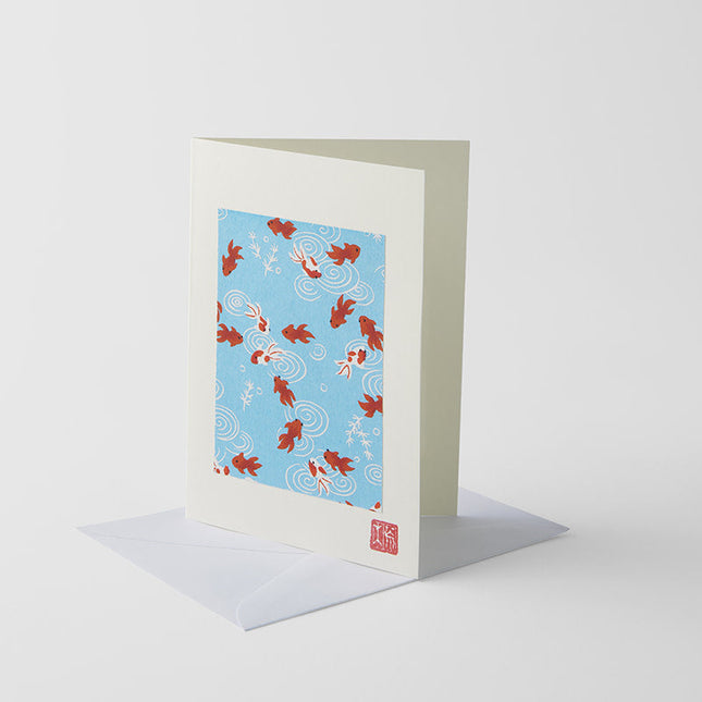 Card Handmade Chiyogami Goldfish Greeting.