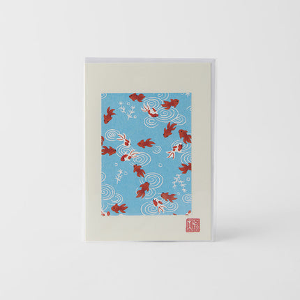 Card Handmade Chiyogami Goldfish Greeting.